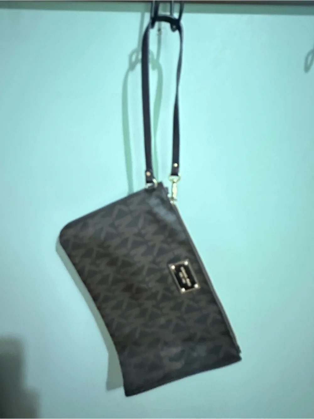 Michael Kors Brown Logo-Print Crossbody Wristlet Bag